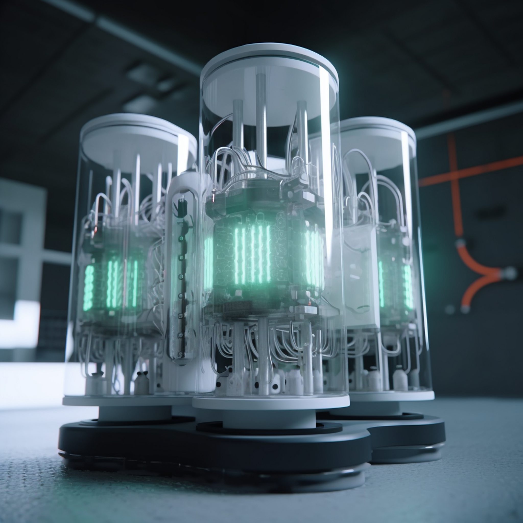 Photo highttech plasma quantum computer tube with glowing energy