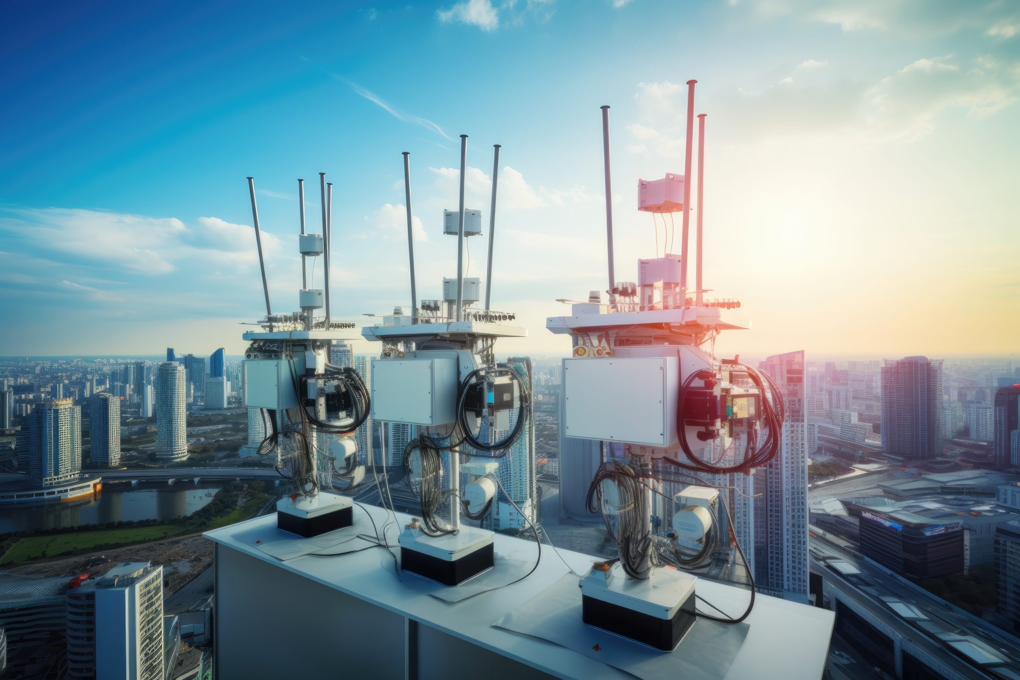 5G network transmitters on the roof