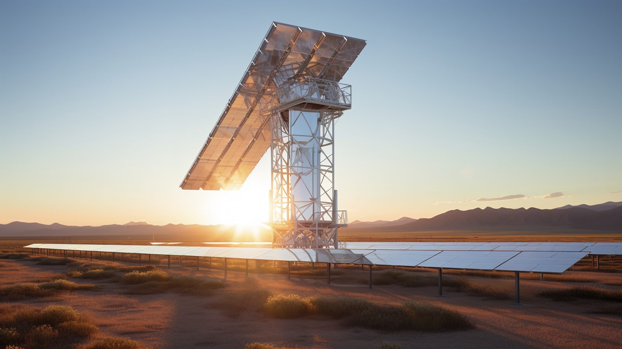 A photo of a concentrated solar power tower